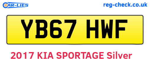 YB67HWF are the vehicle registration plates.