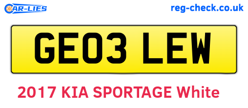 GE03LEW are the vehicle registration plates.