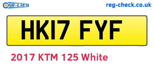 HK17FYF are the vehicle registration plates.