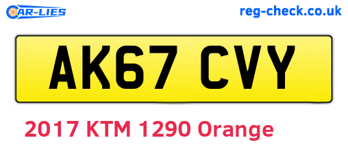 AK67CVY are the vehicle registration plates.