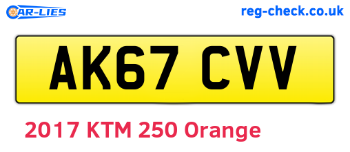 AK67CVV are the vehicle registration plates.