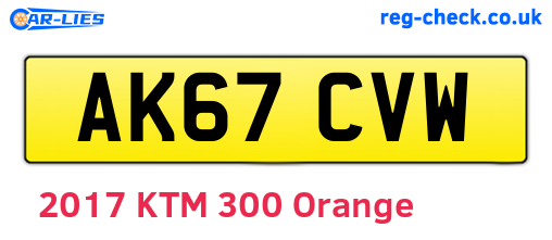 AK67CVW are the vehicle registration plates.