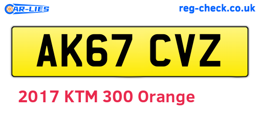 AK67CVZ are the vehicle registration plates.
