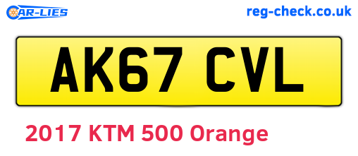 AK67CVL are the vehicle registration plates.