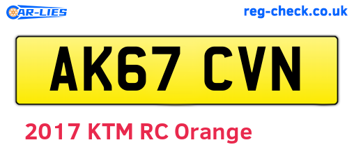 AK67CVN are the vehicle registration plates.