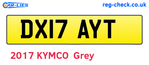 DX17AYT are the vehicle registration plates.