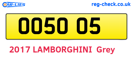 OO5005 are the vehicle registration plates.