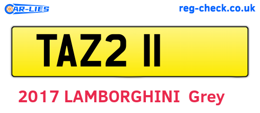 TAZ211 are the vehicle registration plates.