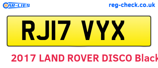 RJ17VYX are the vehicle registration plates.