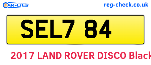 SEL784 are the vehicle registration plates.