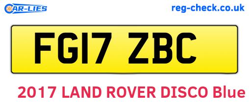 FG17ZBC are the vehicle registration plates.