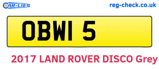 OBW15 are the vehicle registration plates.