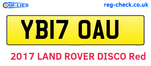 YB17OAU are the vehicle registration plates.