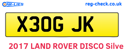 X30GJK are the vehicle registration plates.