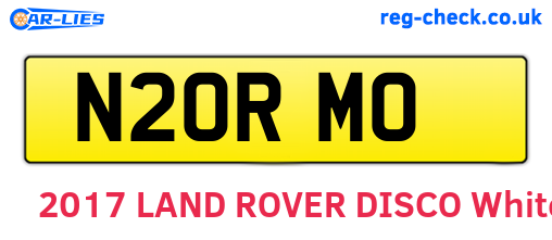 N20RMO are the vehicle registration plates.
