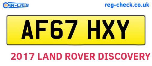 AF67HXY are the vehicle registration plates.