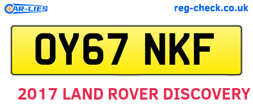 OY67NKF are the vehicle registration plates.