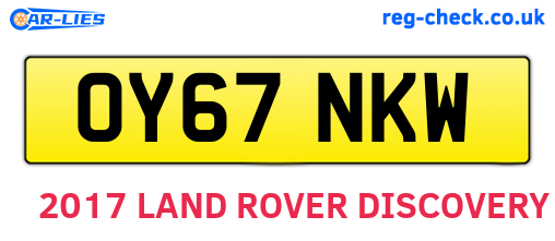 OY67NKW are the vehicle registration plates.