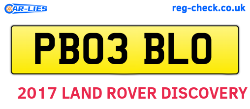 PB03BLO are the vehicle registration plates.