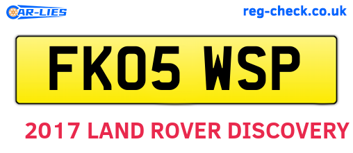 FK05WSP are the vehicle registration plates.