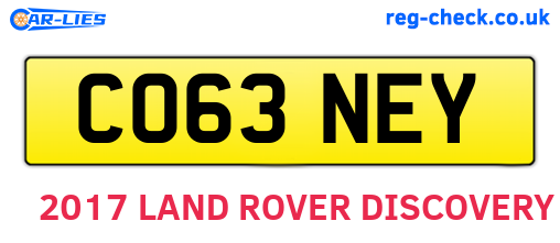 CO63NEY are the vehicle registration plates.
