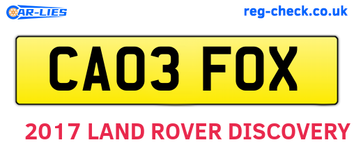 CA03FOX are the vehicle registration plates.
