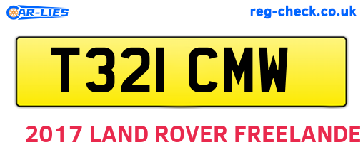 T321CMW are the vehicle registration plates.