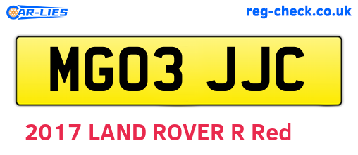 MG03JJC are the vehicle registration plates.