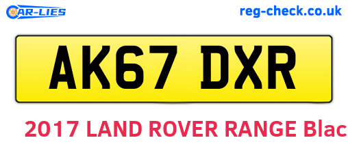 AK67DXR are the vehicle registration plates.