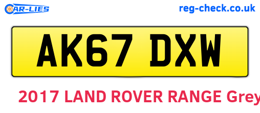 AK67DXW are the vehicle registration plates.