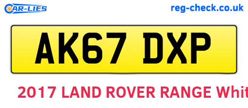 AK67DXP are the vehicle registration plates.