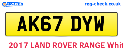 AK67DYW are the vehicle registration plates.