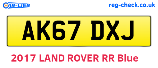 AK67DXJ are the vehicle registration plates.