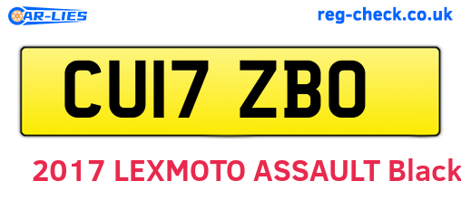 CU17ZBO are the vehicle registration plates.
