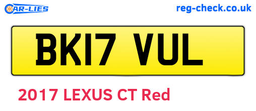 BK17VUL are the vehicle registration plates.