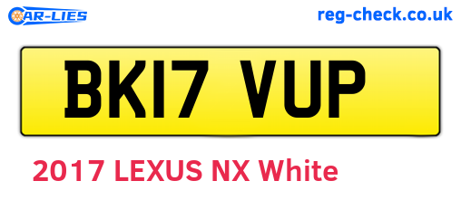 BK17VUP are the vehicle registration plates.