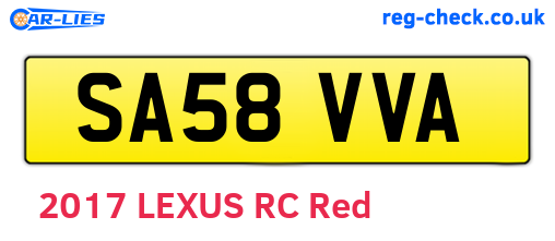 SA58VVA are the vehicle registration plates.