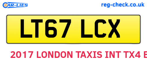 LT67LCX are the vehicle registration plates.