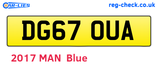 DG67OUA are the vehicle registration plates.
