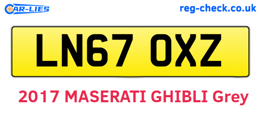 LN67OXZ are the vehicle registration plates.