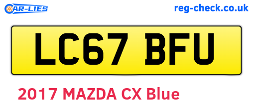 LC67BFU are the vehicle registration plates.