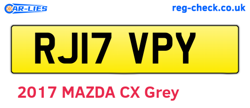 RJ17VPY are the vehicle registration plates.
