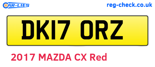 DK17ORZ are the vehicle registration plates.
