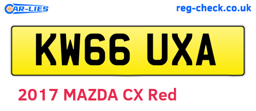 KW66UXA are the vehicle registration plates.