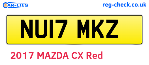 NU17MKZ are the vehicle registration plates.