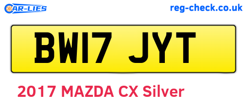 BW17JYT are the vehicle registration plates.