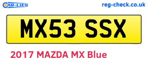 MX53SSX are the vehicle registration plates.