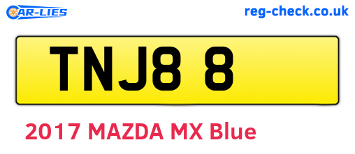 TNJ88 are the vehicle registration plates.