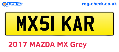 MX51KAR are the vehicle registration plates.