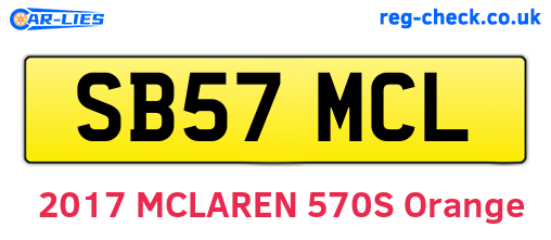SB57MCL are the vehicle registration plates.